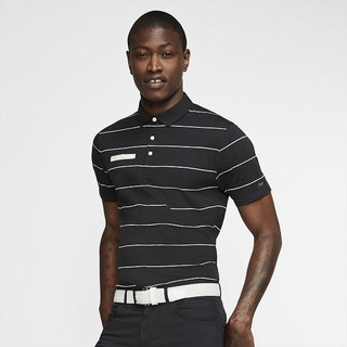 Polo Nike Dri-FIT Player Striped Golf Barbati Negrii Albi Argintii | HPMJ-12675